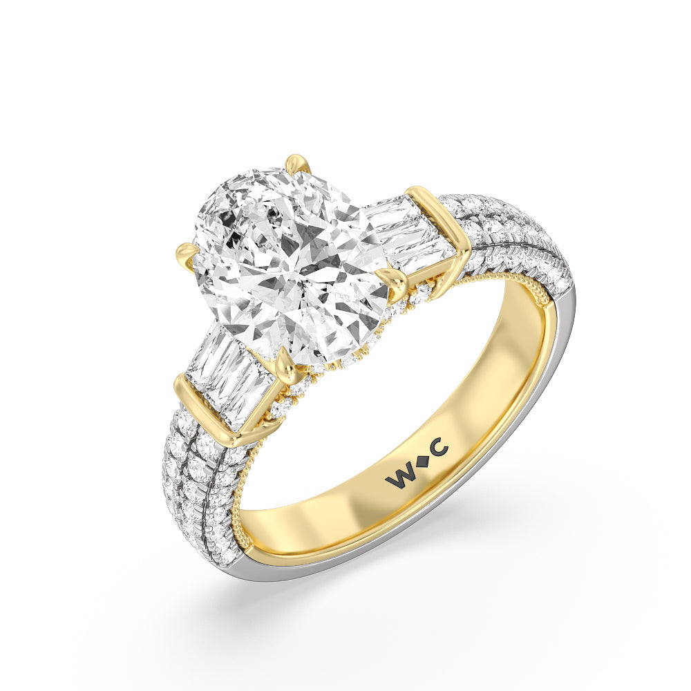 Oval Cut The Mulberry Ring with Lab Grown Diamond in 14KT White & Yellow Gold view 3
