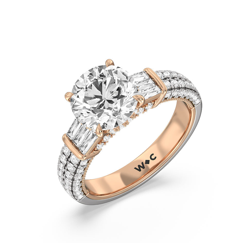 Round Cut The Mulberry Ring with Lab Grown Diamond in 14KT White & Rose Gold view 3
