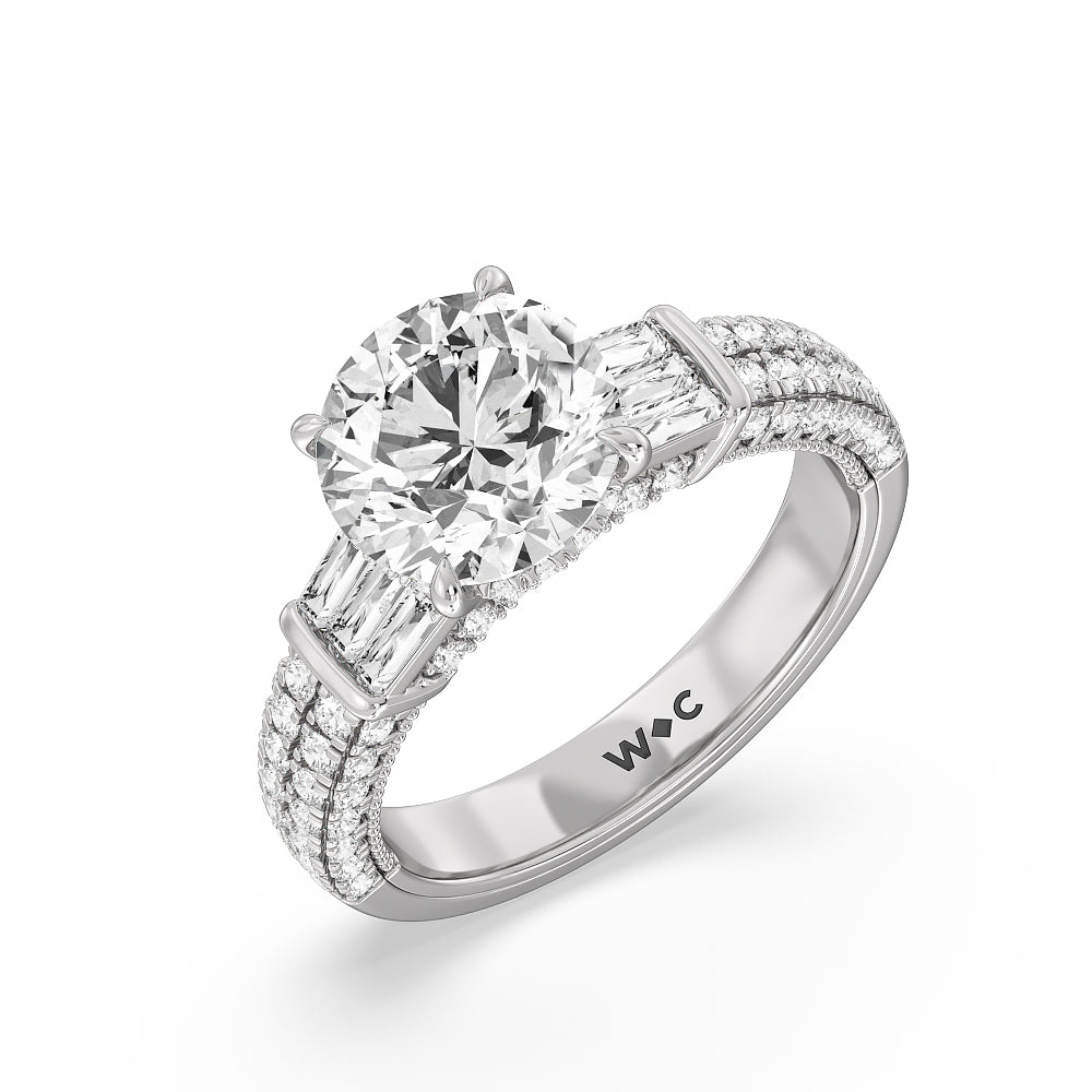 Round Cut The Mulberry Ring with Lab Grown Diamond in 14KT Platinum view 3
