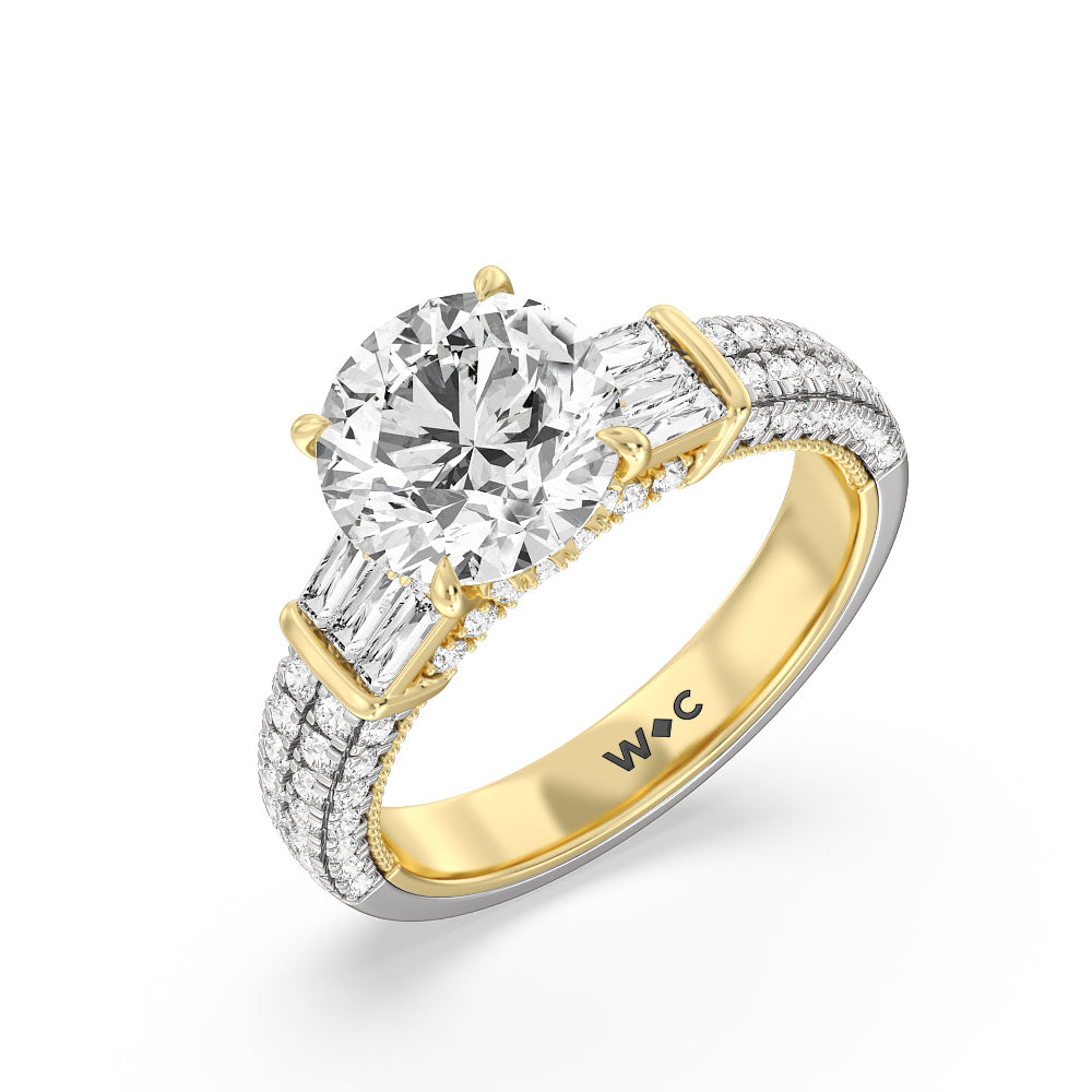 Round Cut The Mulberry Ring with Lab Grown Diamond in 14KT White & Yellow Gold view 3
