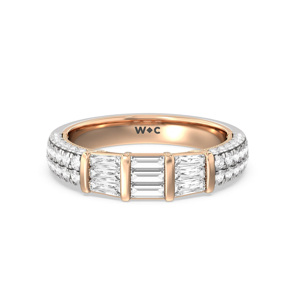 The Mulberry Diamond Wedding Band with 18KT White & Rose Gold Cut Diamond in 14KT White & Rose Gold view 1
