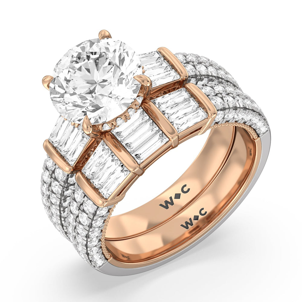 The Mulberry Diamond Wedding Band with 18KT White & Rose Gold Cut Diamond in 14KT White & Rose Gold view 3
