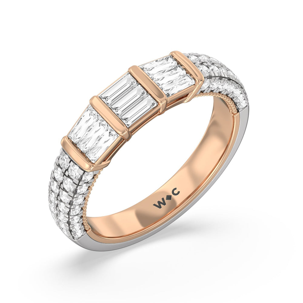 The Mulberry Diamond Wedding Band with 18KT White & Rose Gold Cut Diamond in 14KT White & Rose Gold view 4
