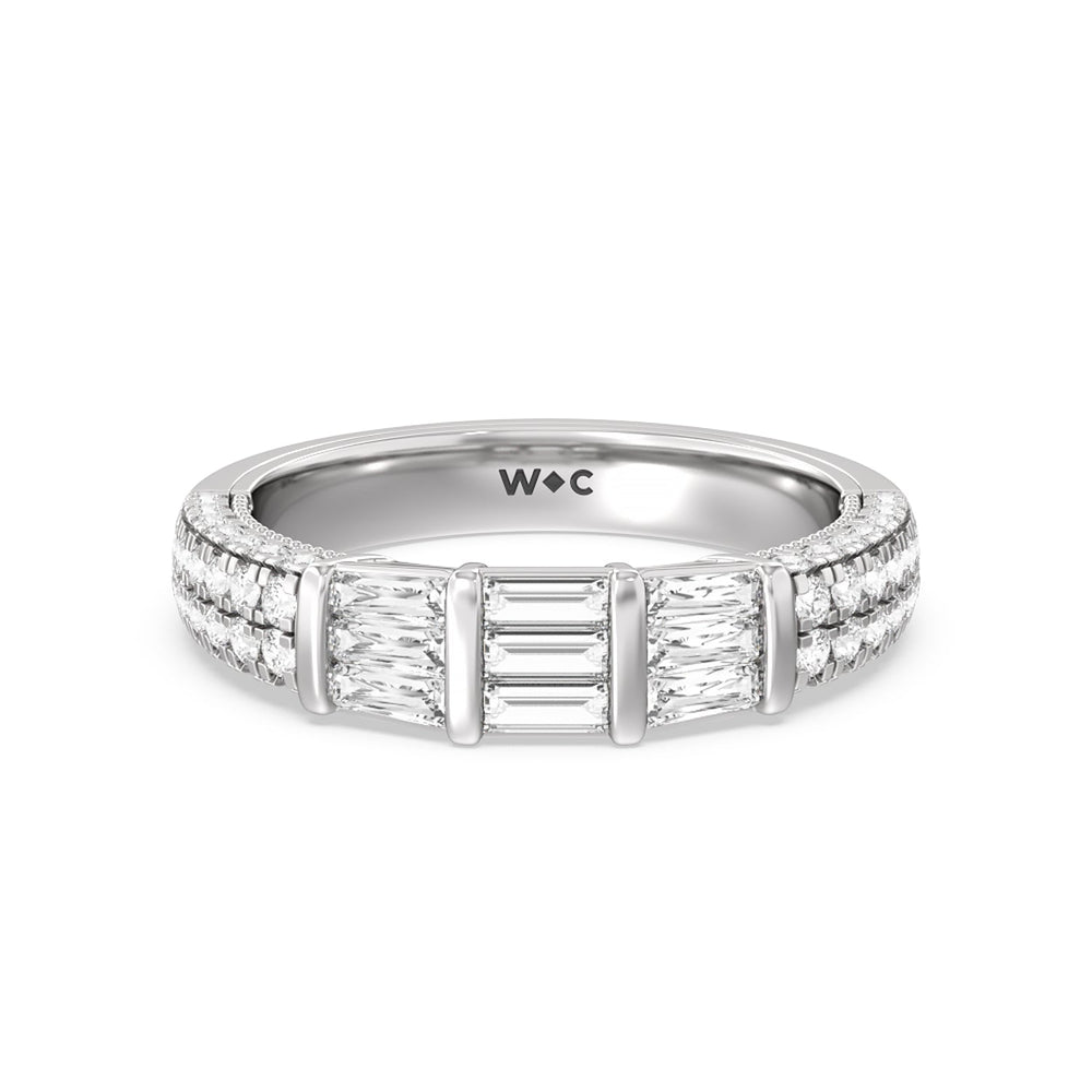 The Mulberry Diamond Wedding Band with 18KT White Gold Cut Diamond in 14KT White Gold view 1
