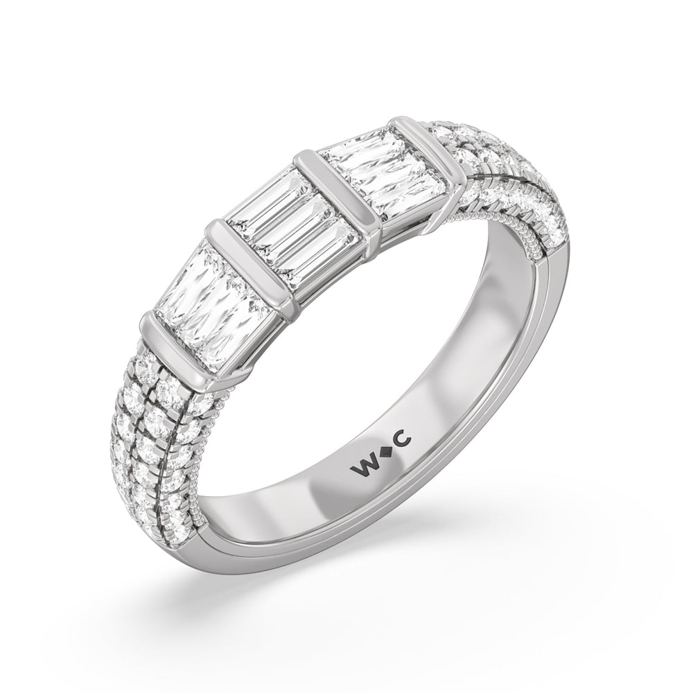 The Mulberry Diamond Wedding Band with 18KT White Gold Cut Diamond in 14KT White Gold view 4
