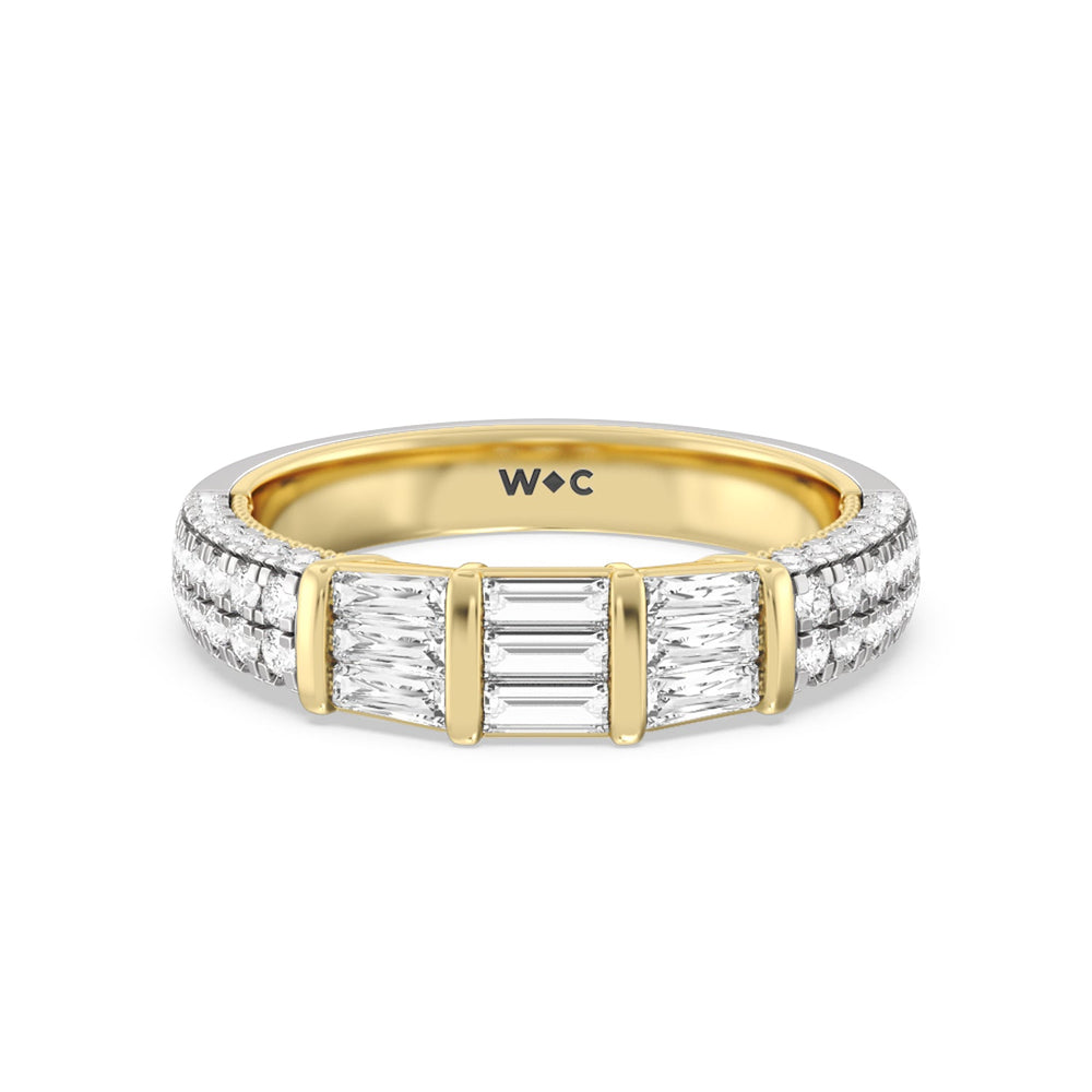 The Mulberry Diamond Wedding Band with 18KT White & Yellow Gold Cut Diamond in 14KT White & Yellow Gold view 1
