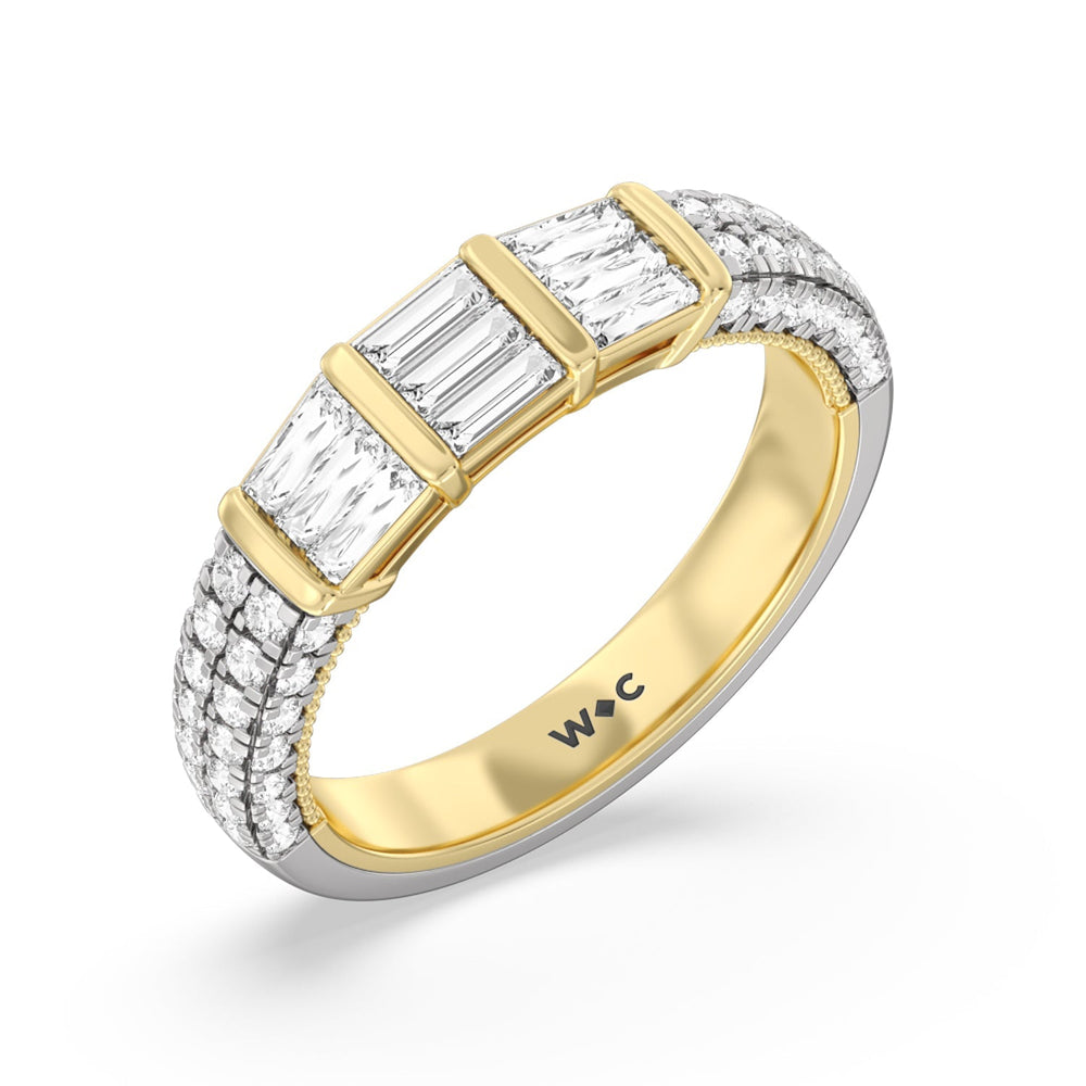 The Mulberry Diamond Wedding Band with 18KT White & Yellow Gold Cut Diamond in 14KT White & Yellow Gold view 4
