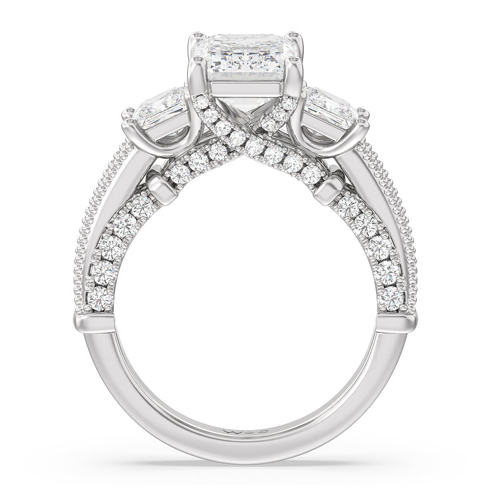 Emerald Cut The Harlem Ring with Lab Grown Diamond in 14KT Platinum view 2
