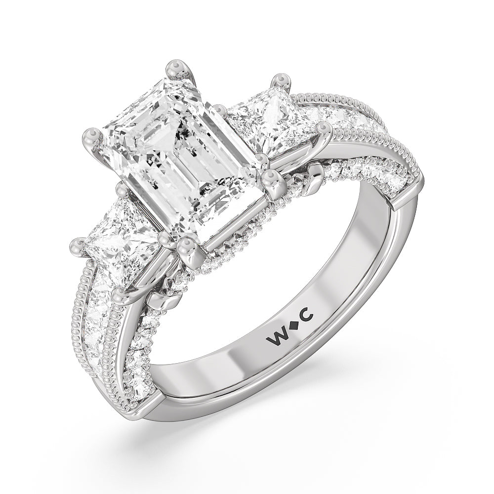 Emerald Cut The Harlem Ring with Lab Grown Diamond in 14KT Platinum view 3
