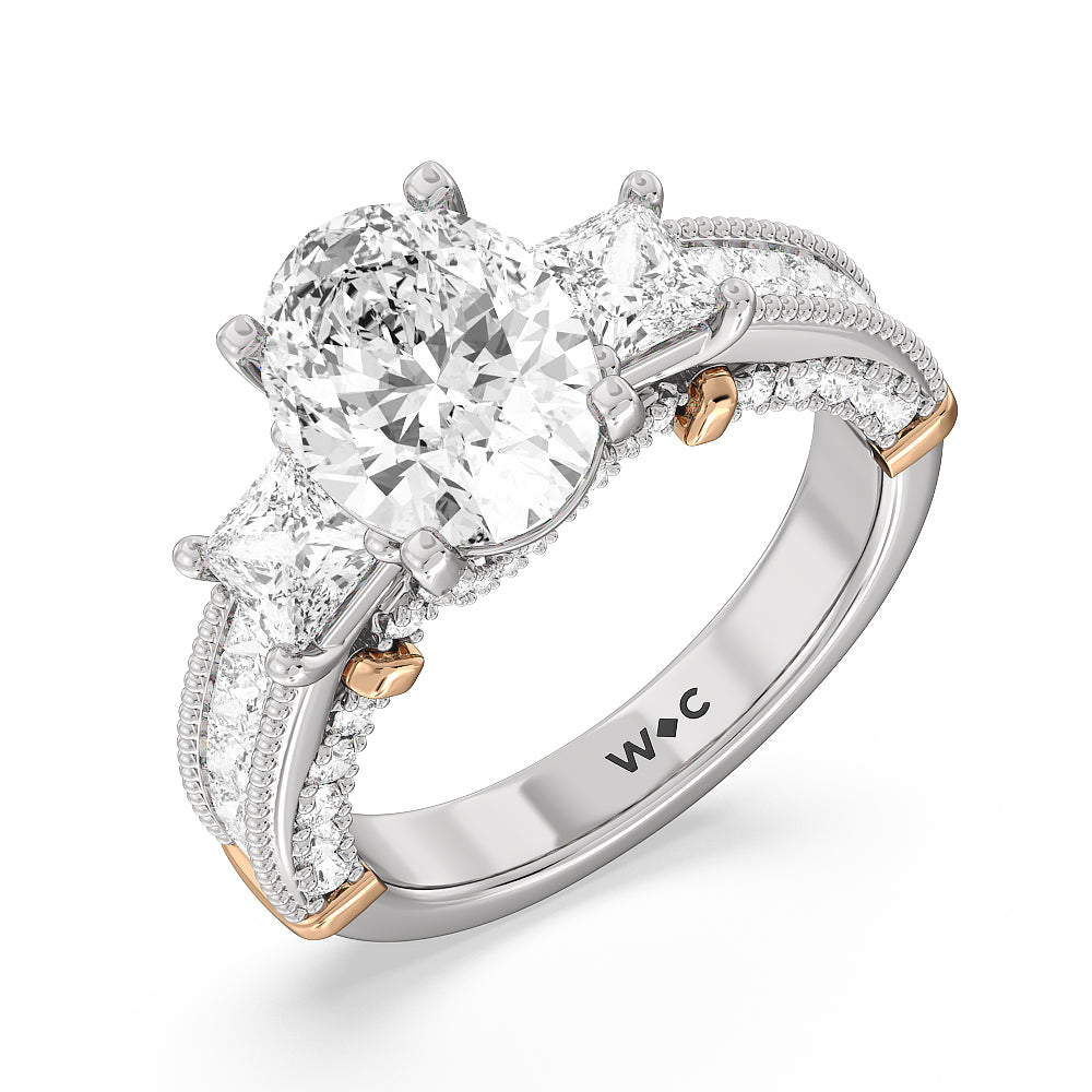 Oval Cut The Harlem Ring with Lab Grown Diamond in 14KT White & Rose Gold view 3

