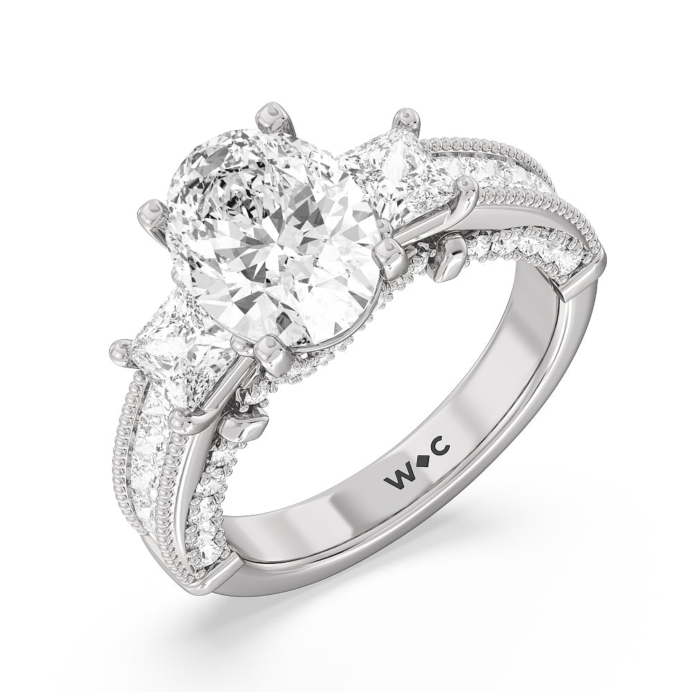 Oval Cut The Harlem Ring with Lab Grown Diamond in 14KT Platinum view 3
