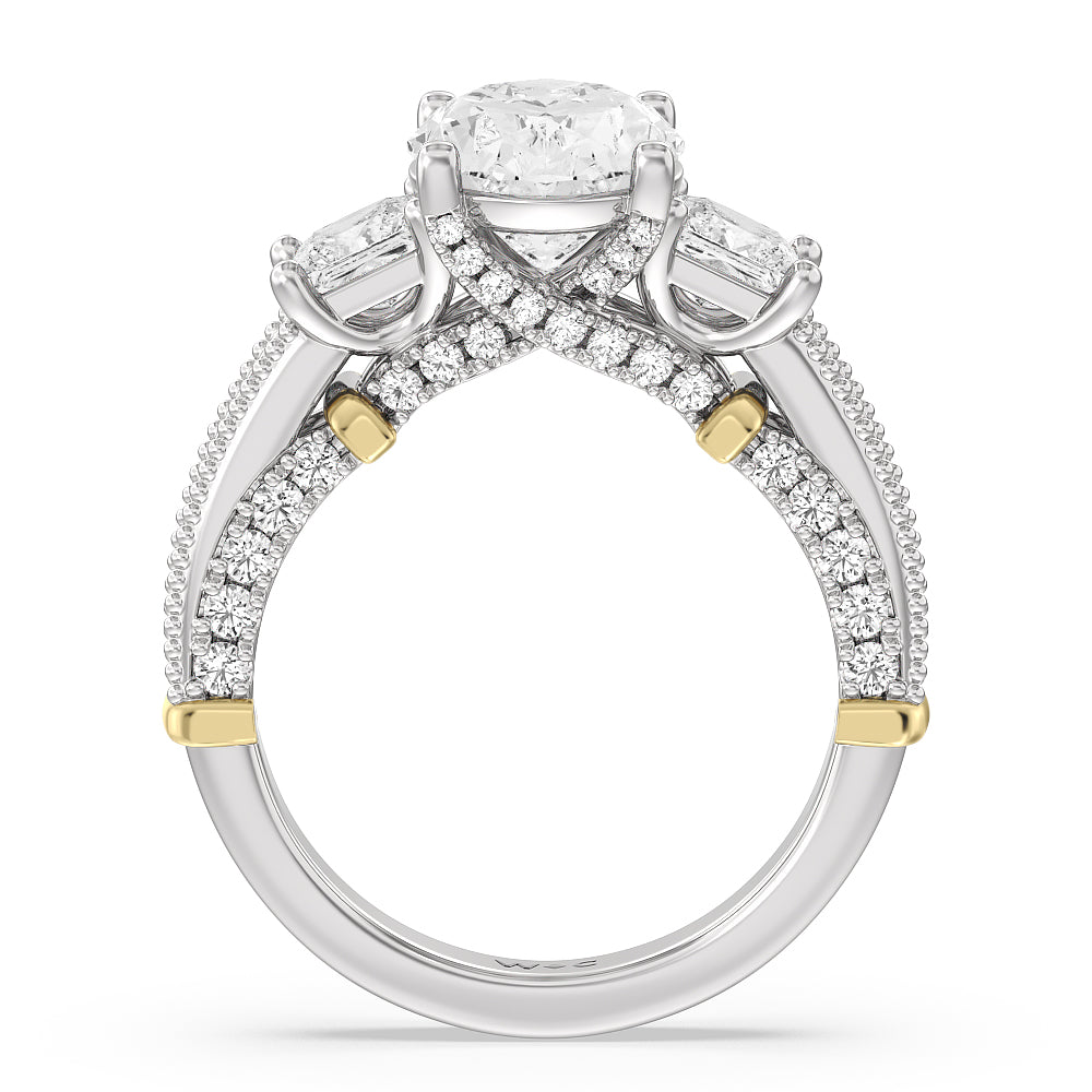 Oval Cut The Harlem Ring with Lab Grown Diamond in 14KT White & Yellow Gold view 2
