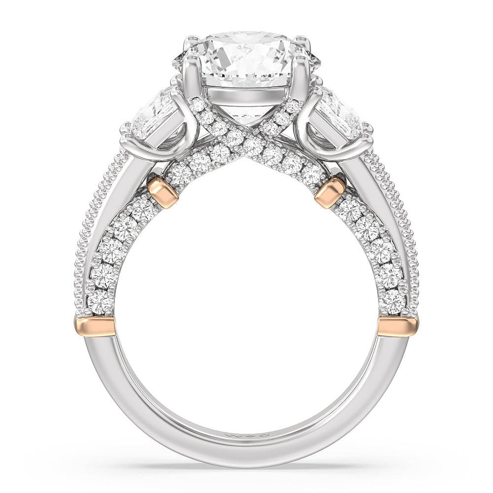 Round Cut The Harlem Ring with Lab Grown Diamond in 14KT White & Rose Gold view 2

