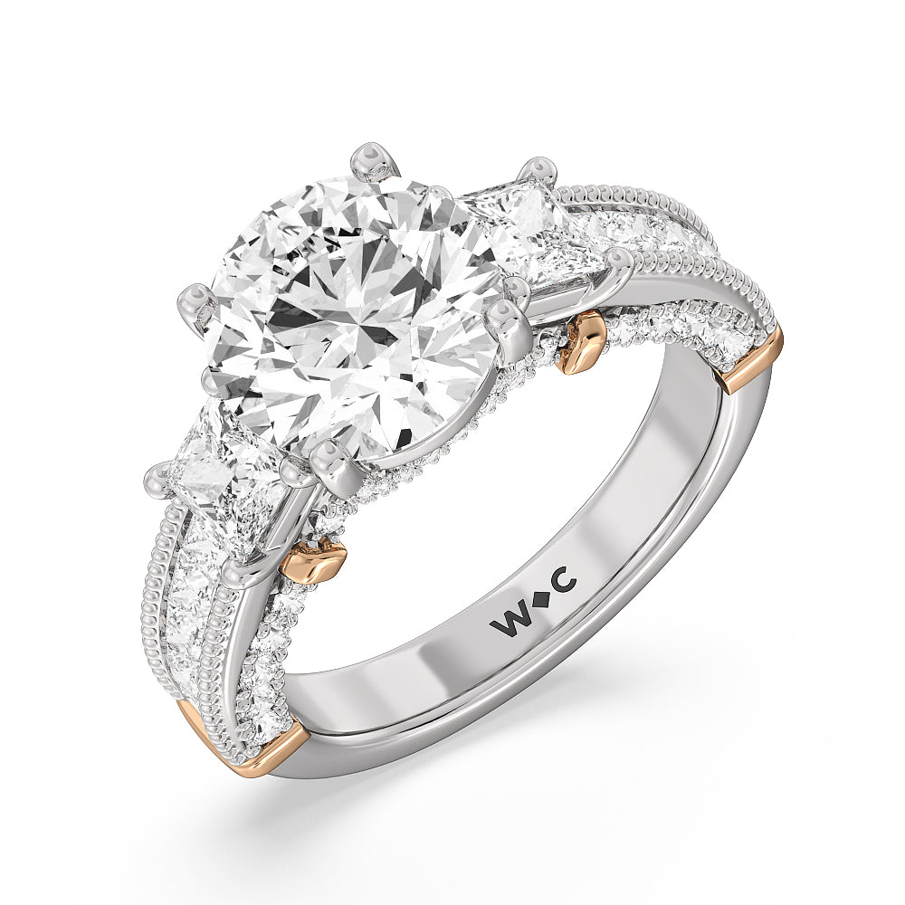 Round Cut The Harlem Ring with Lab Grown Diamond in 14KT White & Rose Gold view 3
