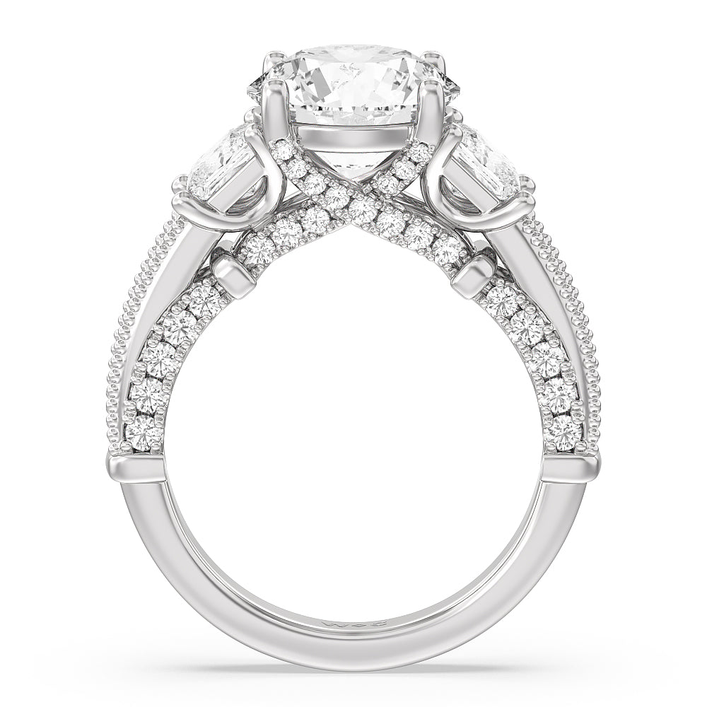 Round Cut The Harlem Ring with Lab Grown Diamond in 14KT Platinum view 2
