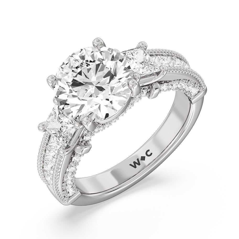 Round Cut The Harlem Ring with Lab Grown Diamond in 14KT Platinum view 3
