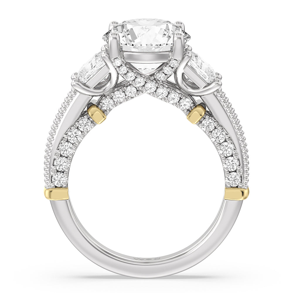 Round Cut The Harlem Ring with Lab Grown Diamond in 14KT White & Yellow Gold view 2
