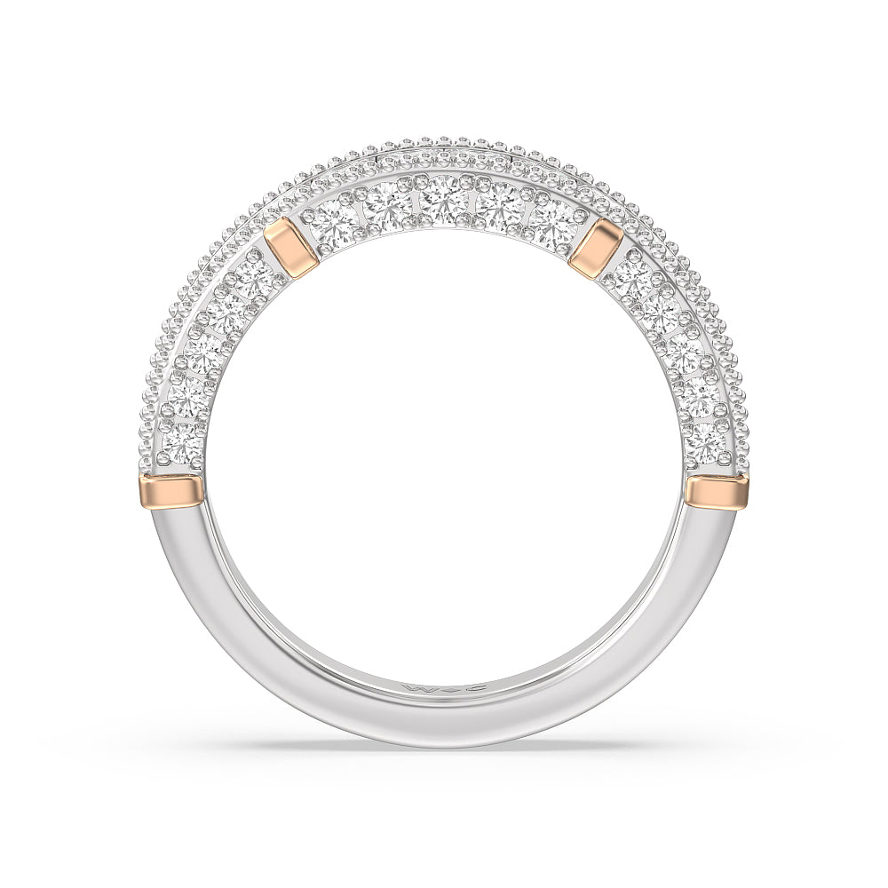 The Harlem Diamond Band with 18KT White & Rose Gold Cut Diamond in 14KT White & Rose Gold view 2
