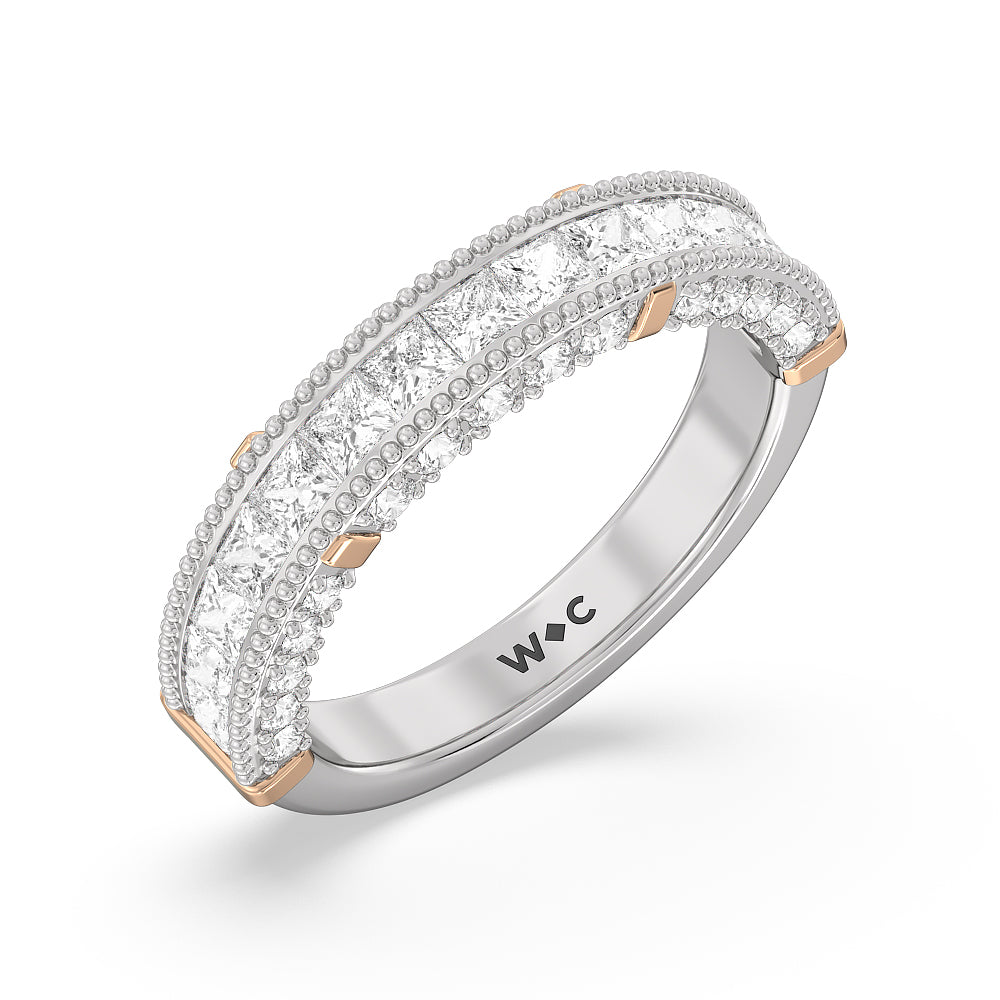 The Harlem Diamond Band with 18KT White & Rose Gold Cut Diamond in 14KT White & Rose Gold view 3
