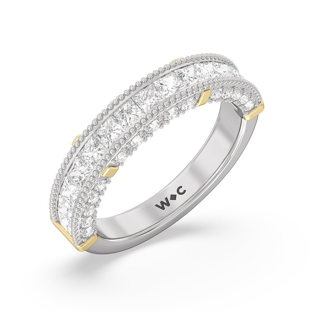 The Harlem Diamond Band with 18KT White & Yellow Gold Cut Diamond in 14KT White & Yellow Gold view 3
