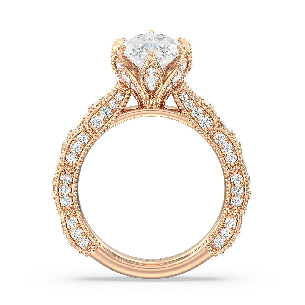 The Central Park Ring with Marquise Cut Diamond in 14KT Rose Gold view 2
