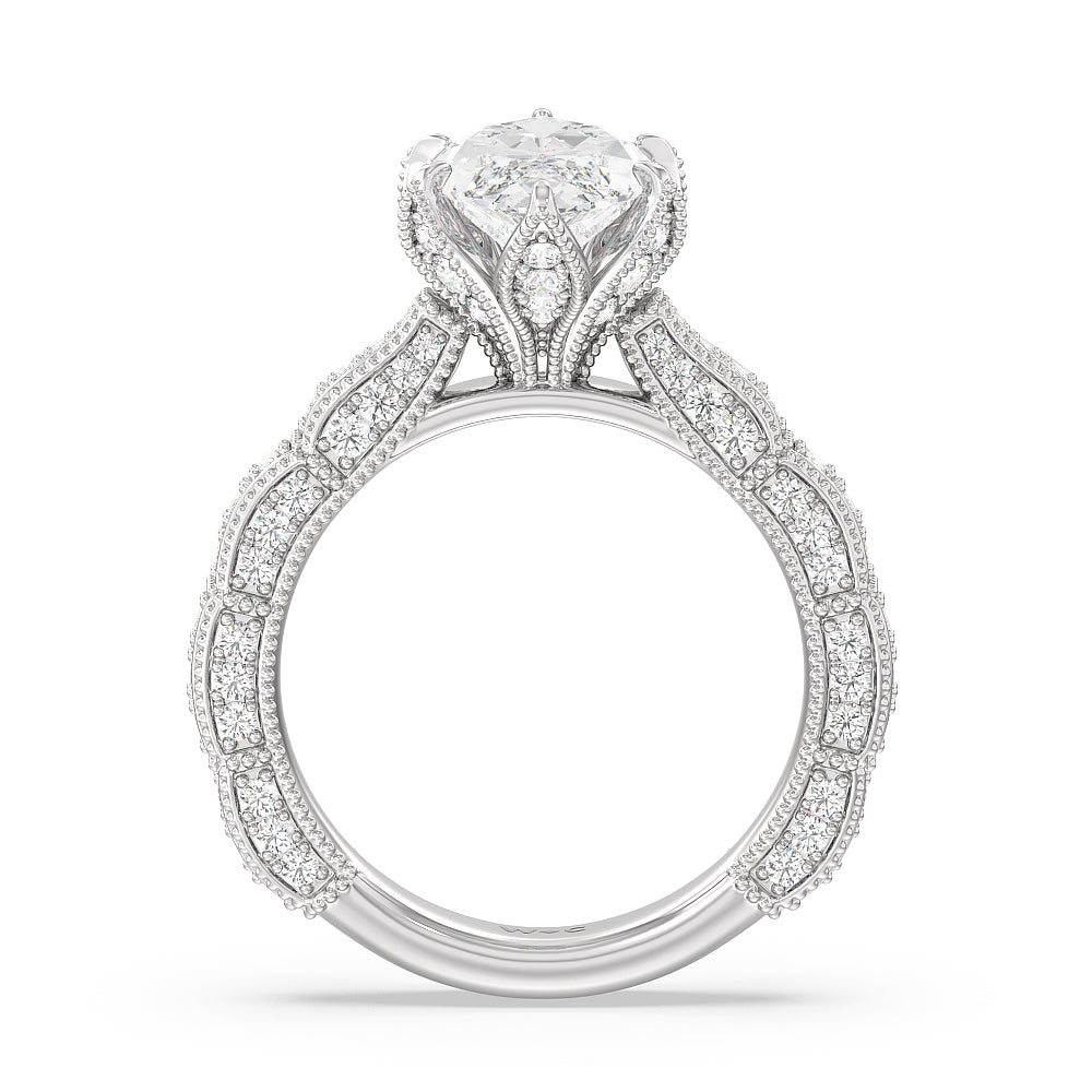 The Central Park Ring with Marquise Cut Diamond in 14KT Platinum view 2
