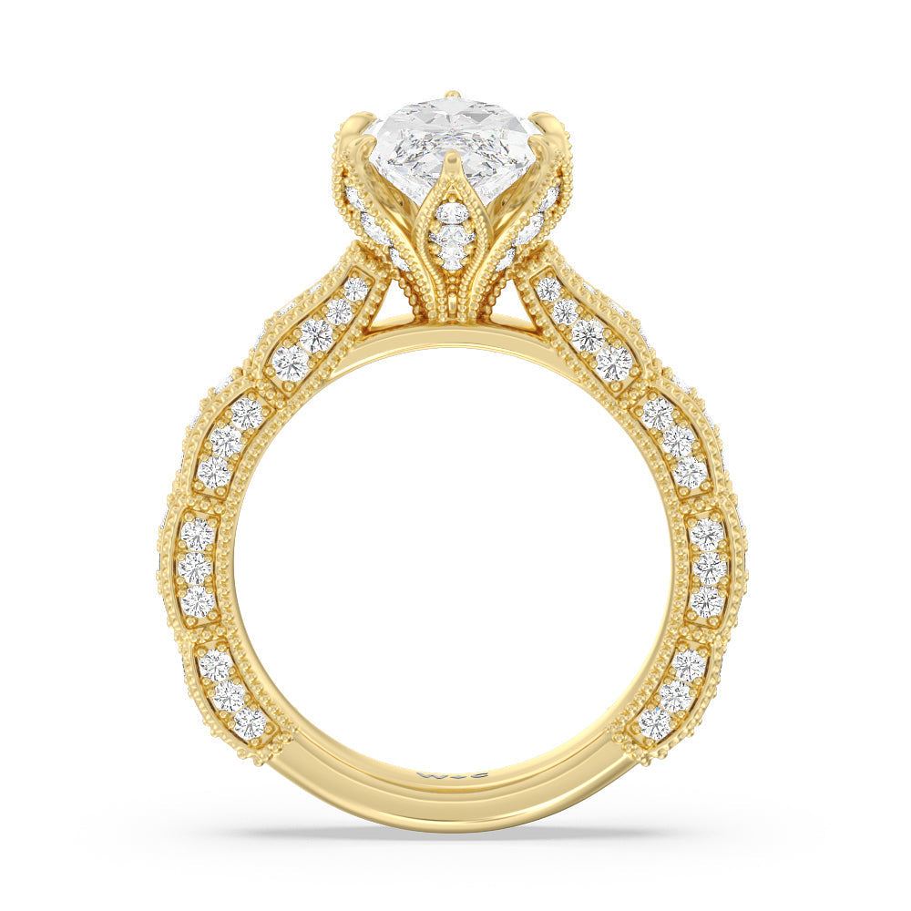 The Central Park Ring with Marquise Cut Diamond in 14KT Yellow Gold view 2
