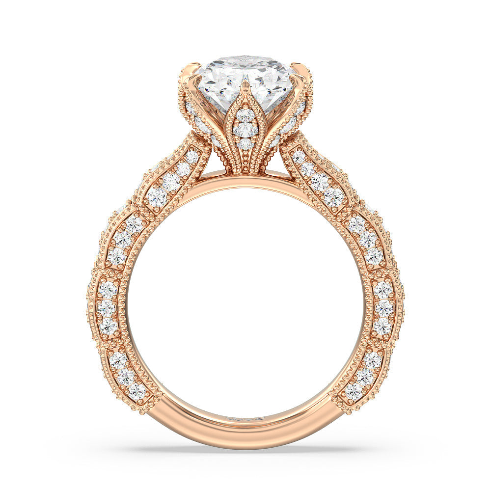 The Central Park Ring with Oval Cut Diamond in 14KT Rose Gold view 2
