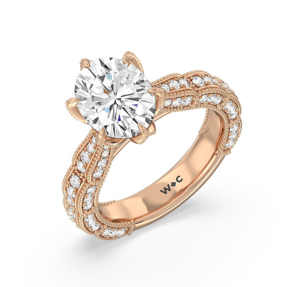 The Central Park Ring with Oval Cut Diamond in 14KT Rose Gold view 3
