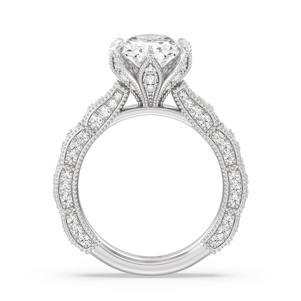 The Central Park Ring with Oval Cut Diamond in 14KT Platinum view 2

