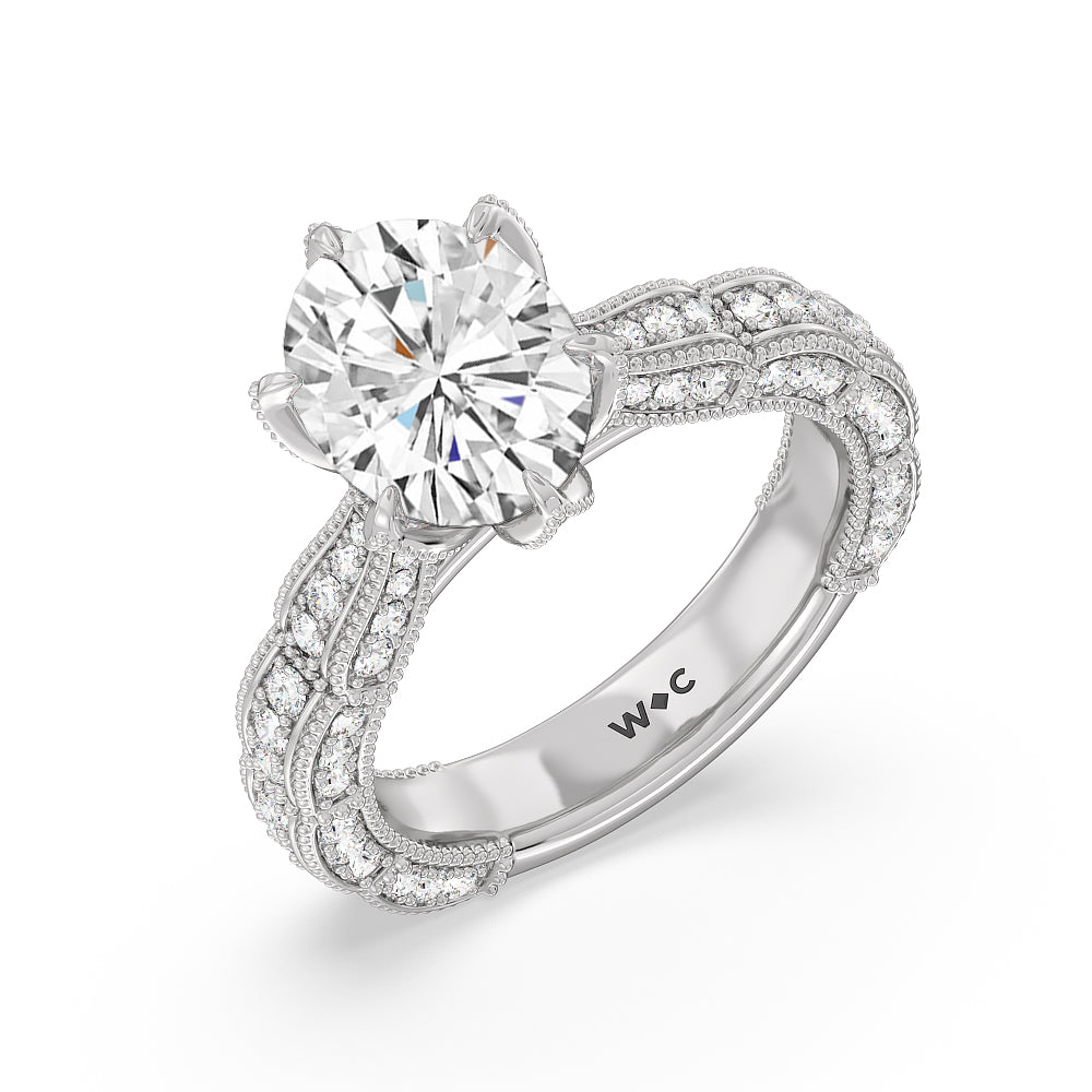 The Central Park Ring with Oval Cut Diamond in 14KT Platinum view 3
