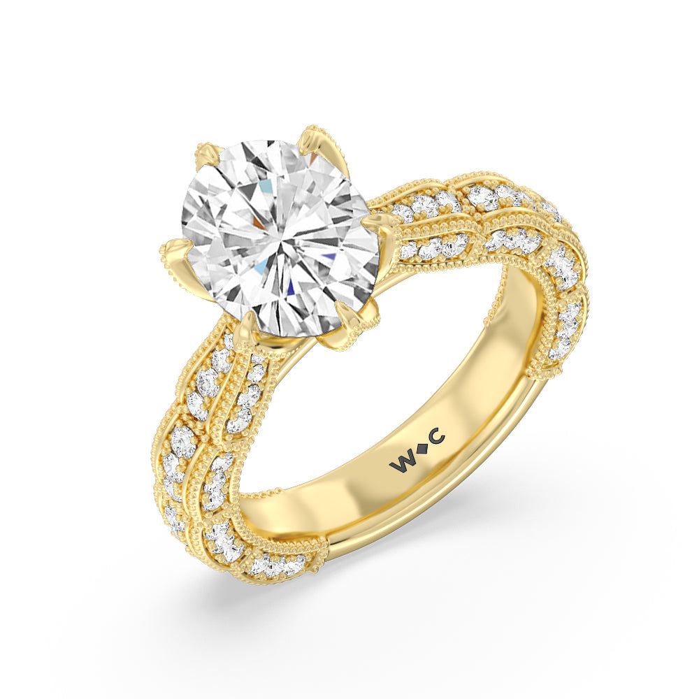 The Central Park Ring with Oval Cut Diamond in 14KT Yellow Gold view 3

