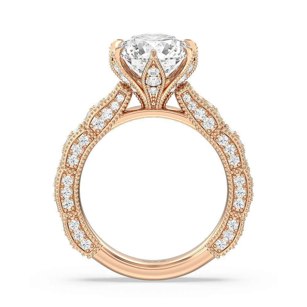 The Central Park Ring with Round Cut Diamond in 14KT Rose Gold view 2
