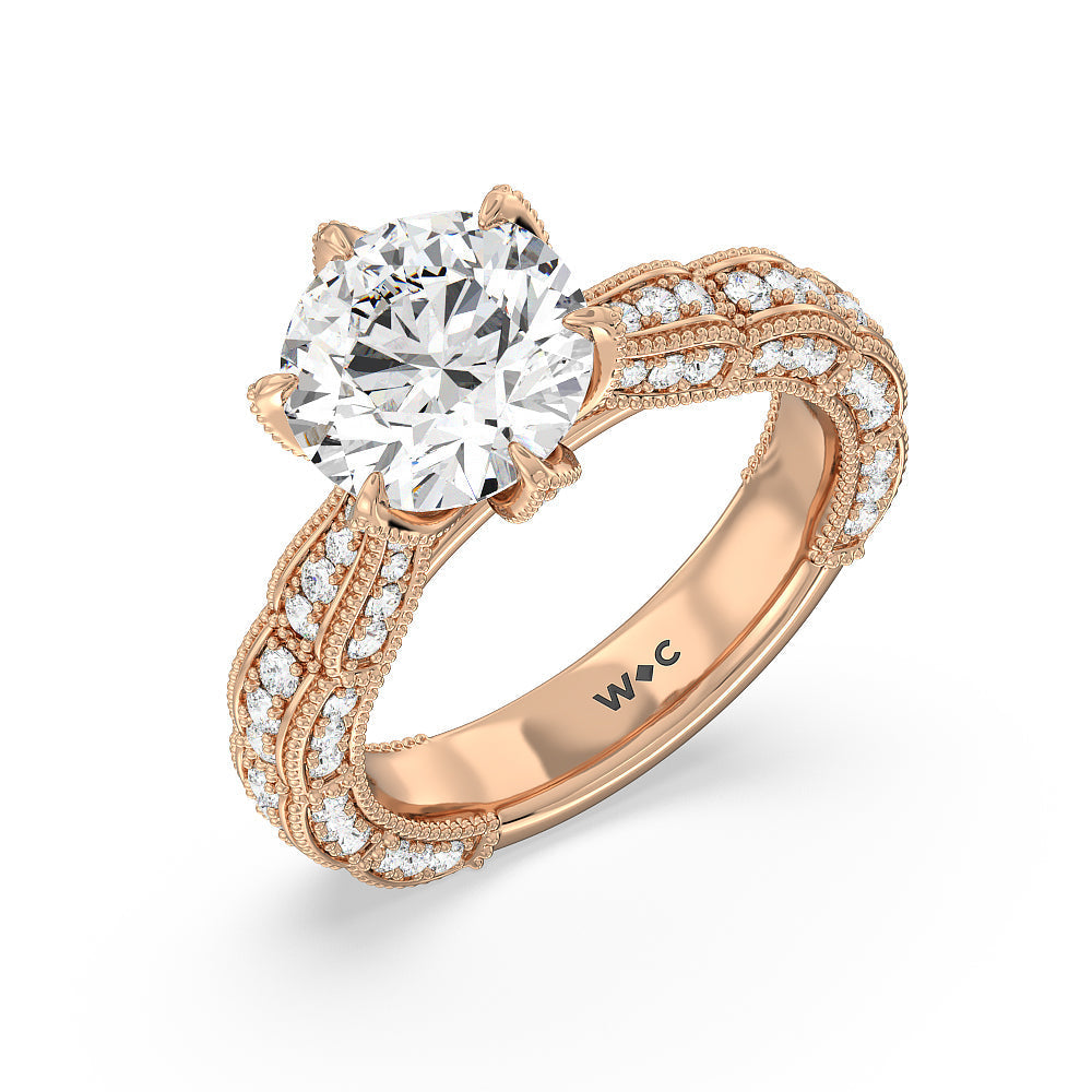The Central Park Ring with Round Cut Diamond in 14KT Rose Gold view 3
