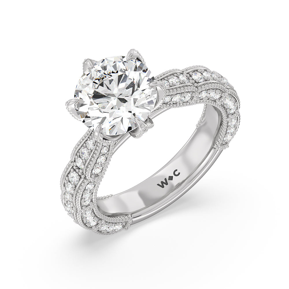 The Central Park Ring with Round Cut Diamond in 14KT Platinum view 3
