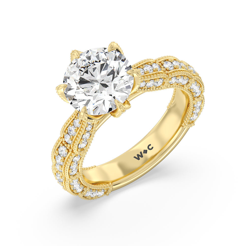 The Central Park Ring with Round Cut Diamond in 14KT Yellow Gold view 3
