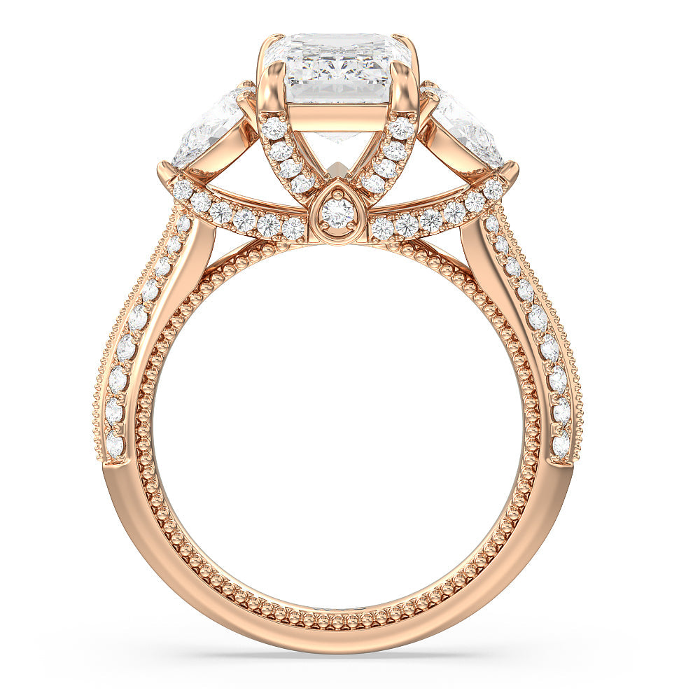 Emerald Cut The Houston Ring with Lab Grown Diamond in 14KT Rose Gold view 2
