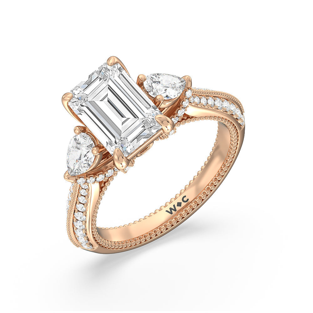 Emerald Cut The Houston Ring with Lab Grown Diamond in 14KT Rose Gold view 3

