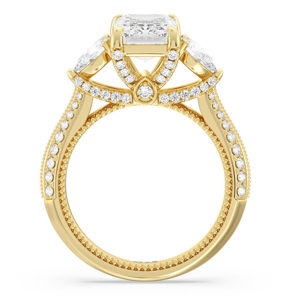 Emerald Cut The Houston Ring with Lab Grown Diamond in 14KT Yellow Gold view 2
