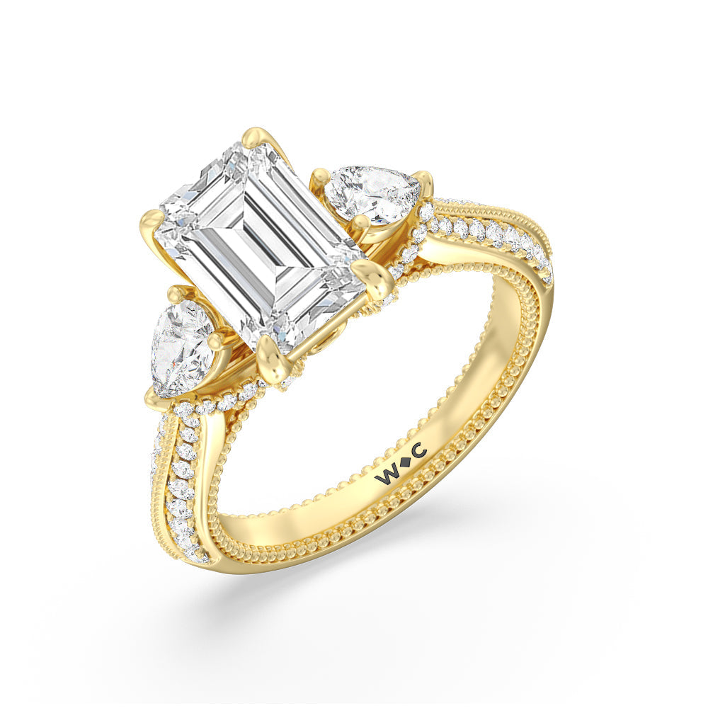Emerald Cut The Houston Ring with Lab Grown Diamond in 14KT Yellow Gold view 3
