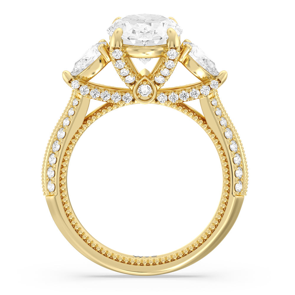 Oval Cut The Houston Ring with Lab Grown Diamond in 14KT Yellow Gold view 2
