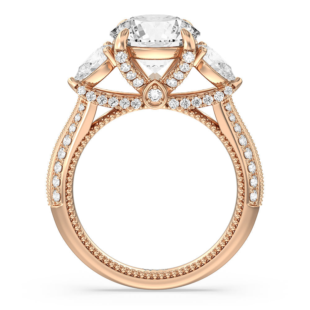 Round Cut The Houston Ring with Lab Grown Diamond in 14KT Rose Gold view 2
