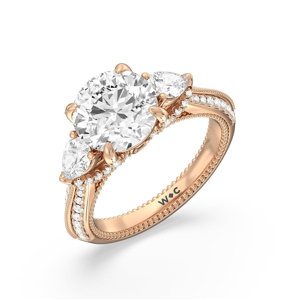 Round Cut The Houston Ring with Lab Grown Diamond in 14KT Rose Gold view 3
