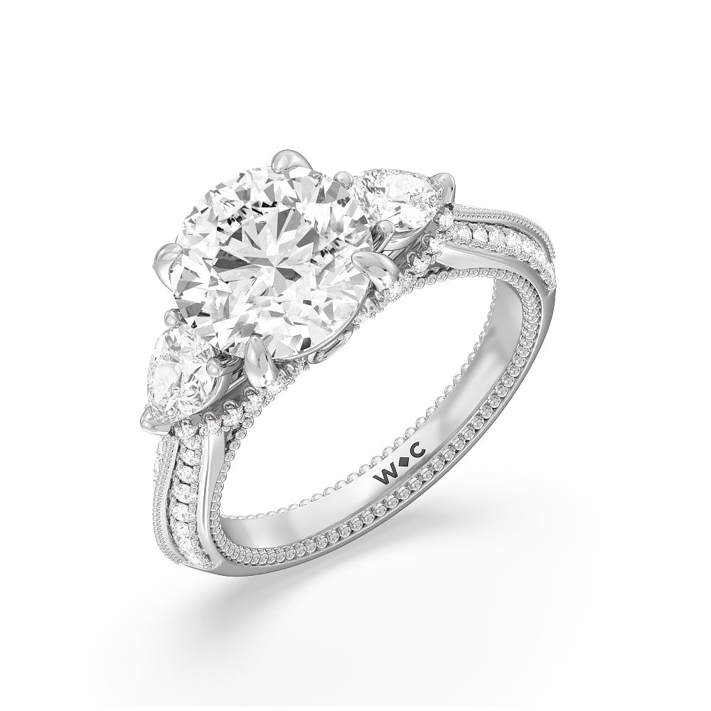 Round Cut The Houston Ring with Lab Grown Diamond in 14KT Platinum view 3

