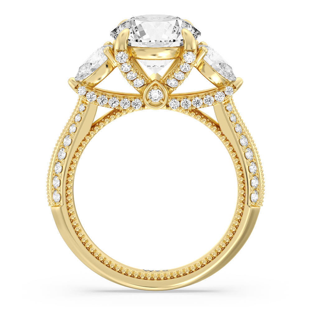 Round Cut The Houston Ring with Lab Grown Diamond in 14KT Yellow Gold view 2
