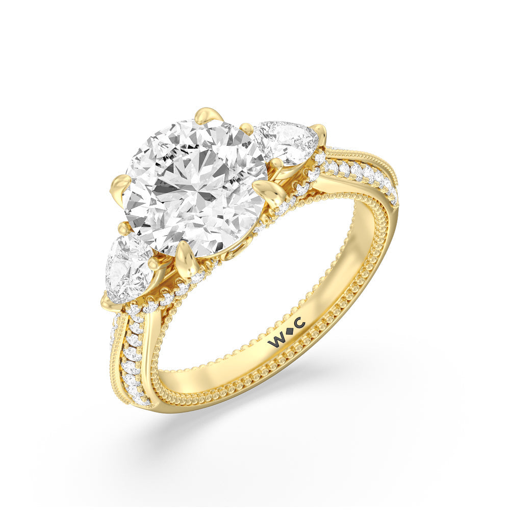 Round Cut The Houston Ring with Lab Grown Diamond in 14KT Yellow Gold view 3
