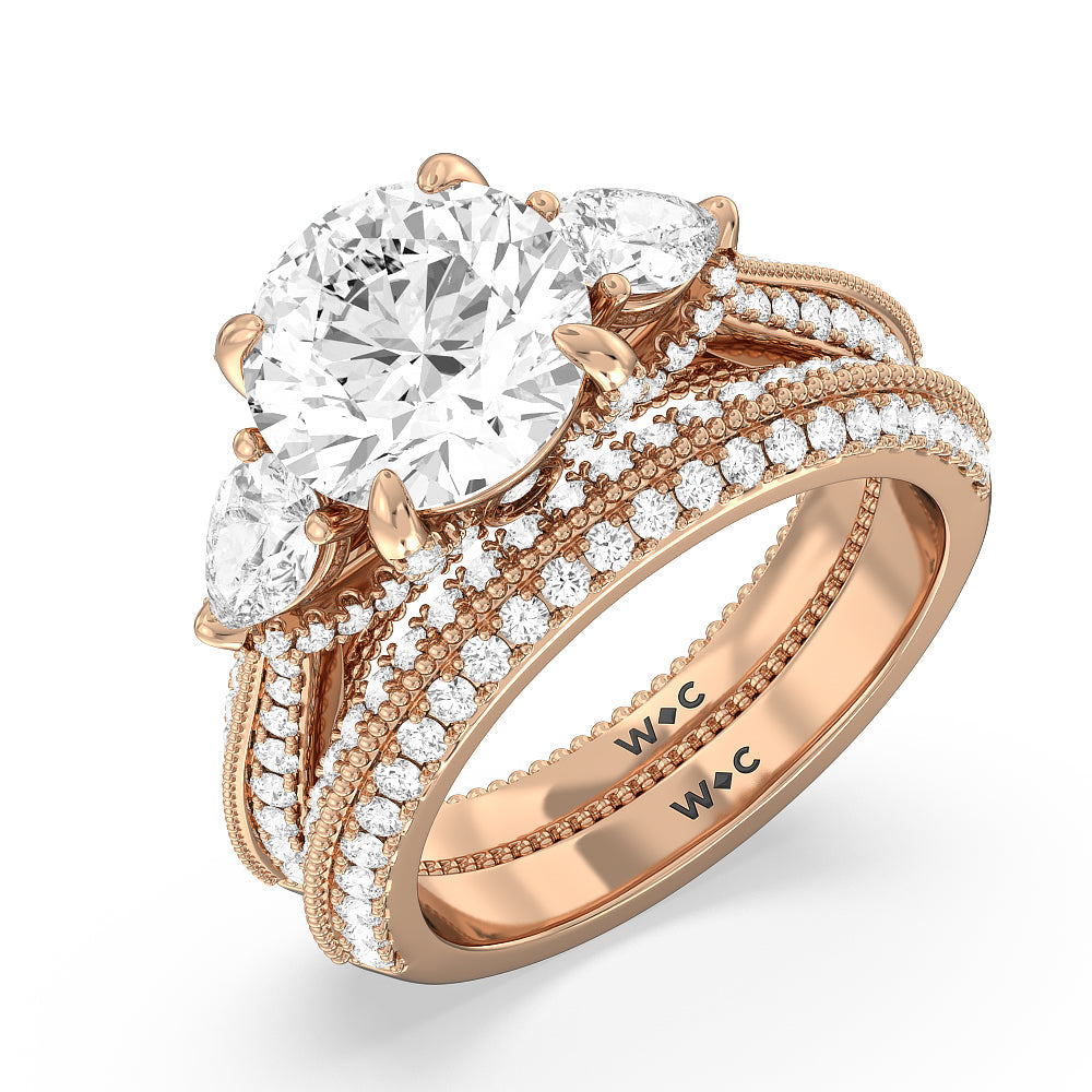 The Houston Band with 18KT Rose Gold Cut Diamond in 14KT Rose Gold view 3
