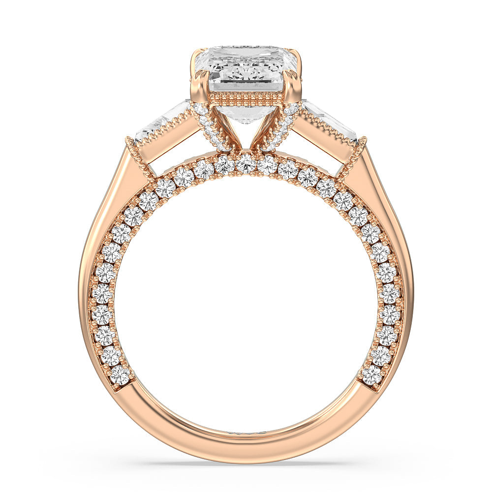 The Bryant Park Ring with Emerald Cut Diamond in 14KT Rose Gold view 2
