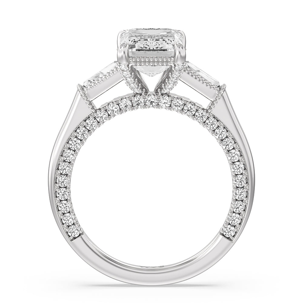 The Bryant Park Ring with Emerald Cut Diamond in 14KT Platinum view 2
