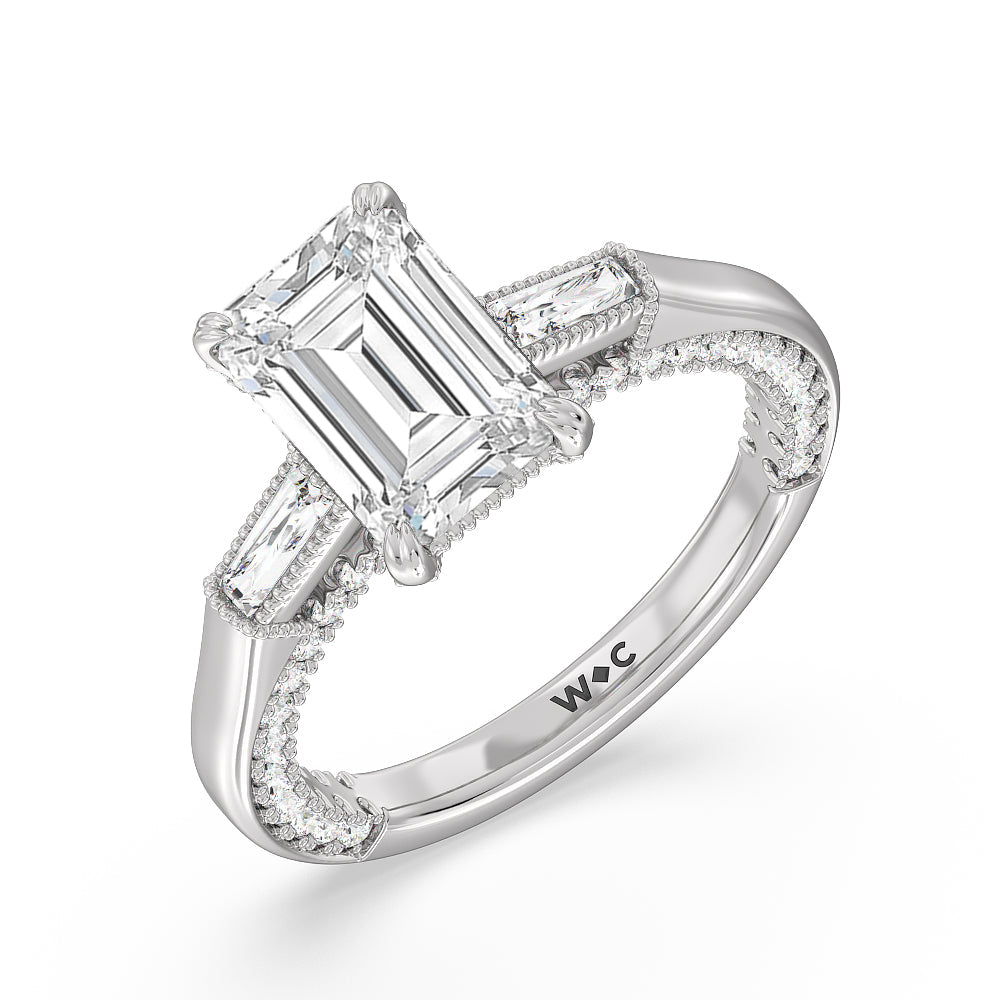 The Bryant Park Ring with Emerald Cut Diamond in 14KT Platinum view 3

